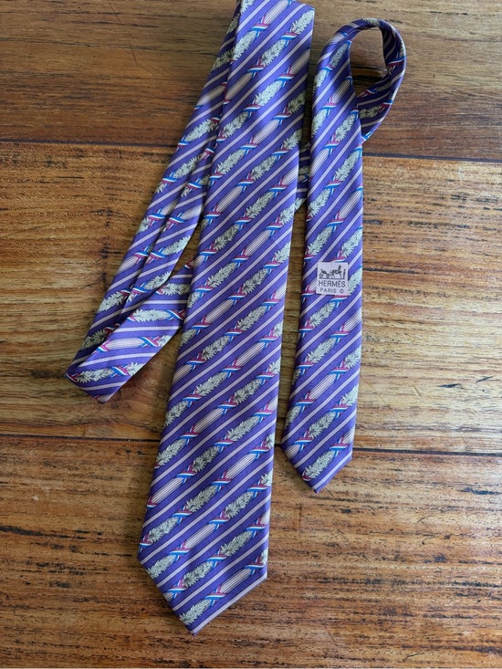 Hermes Other - Vintage Hermes Paris Silk Tie Traditional Branches French Flag Ribbon